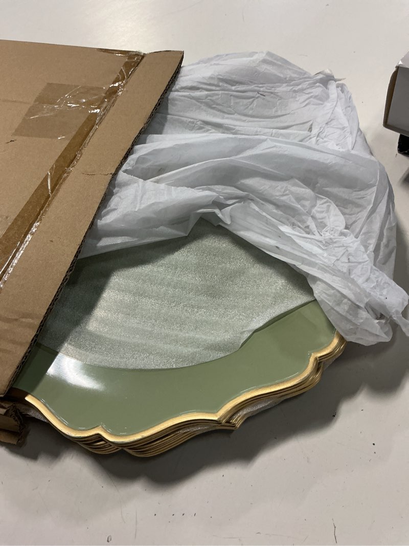 Condition photo showing New/Like New for allgala 13-inch 6-pack heavy quality round charger plates-floral sage-hd80346 6 floral sage