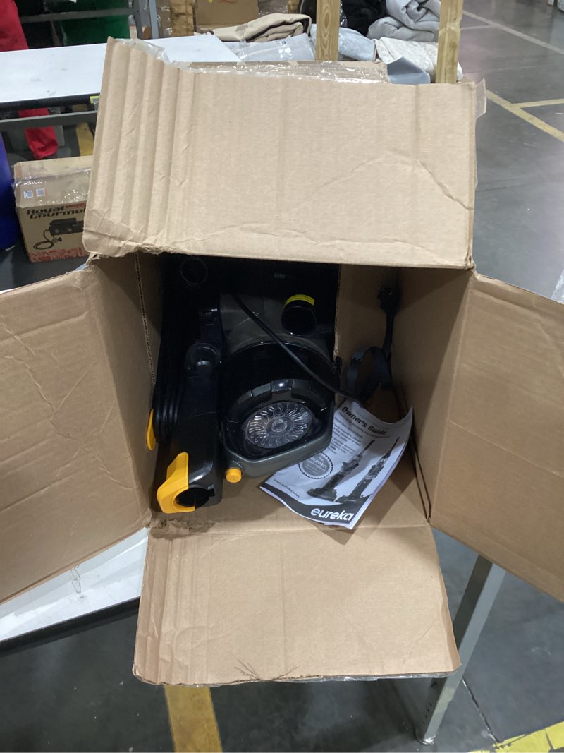 Condition photo showing As Is for eureka powerspeed lightweight powerful upright vacuum cleaner for carpet and hard floor, pet turbo, black,yellow yellow neu181d with pet tool