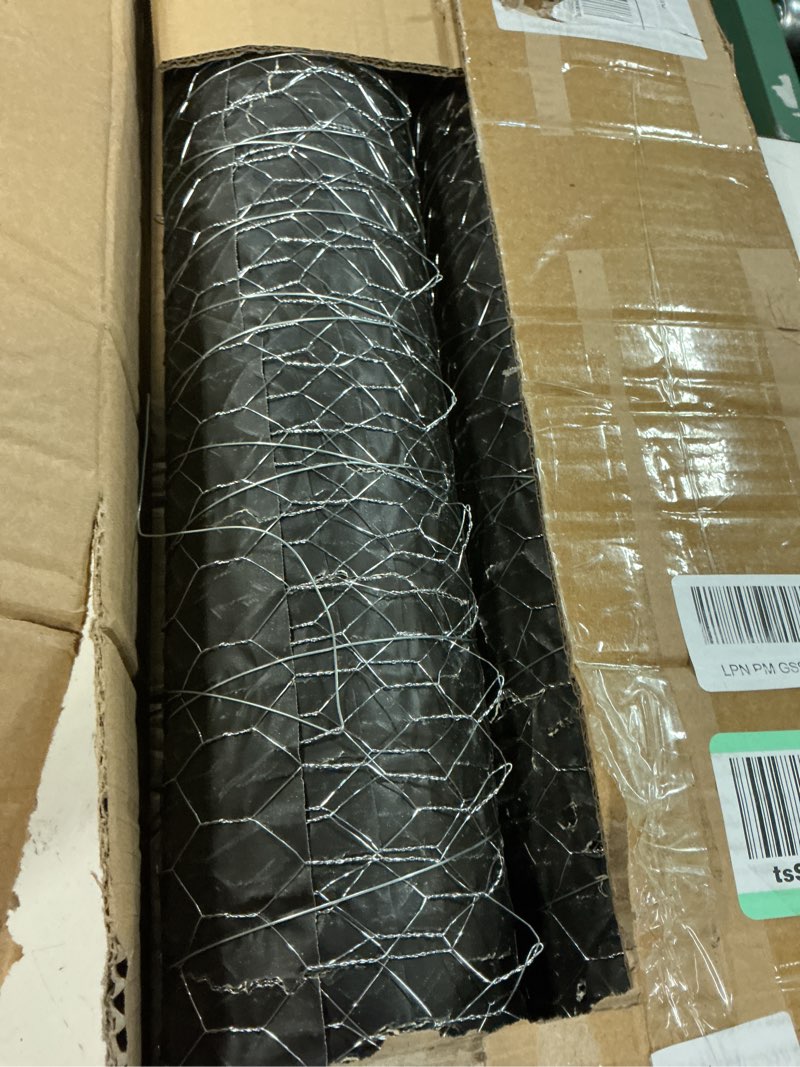 Condition photo showing Good Condition for glikceil 48 in x 200 ft chicken wire fencing metal floral chicken wire mesh for crafts poultry garden, 1 inch hexagonal galvanized hardware cloth netting for poultry coop barrier rabbit cage(silver) silver 48 in x 200 ft