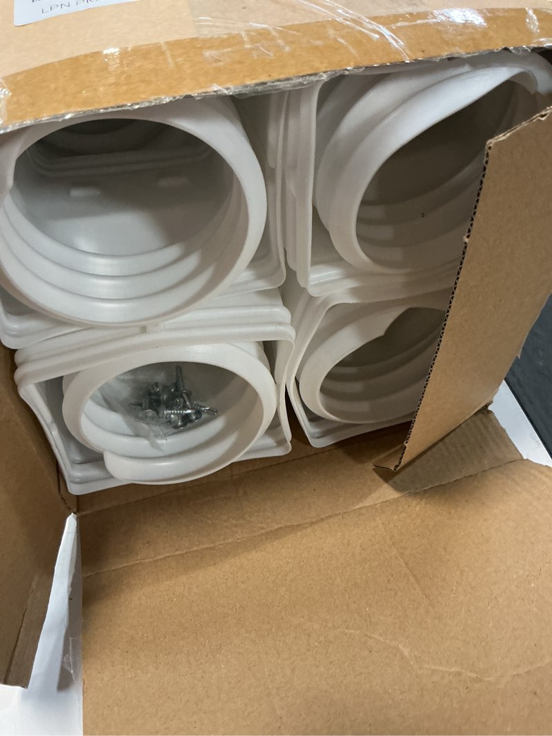 Condition photo showing As Is for 4 pack flexible gutter downspout extensions extendable from 21" to 67", downspout extender comes with adapters, thickened down spout drain extension for rainwater drainage(white) 4 pack white