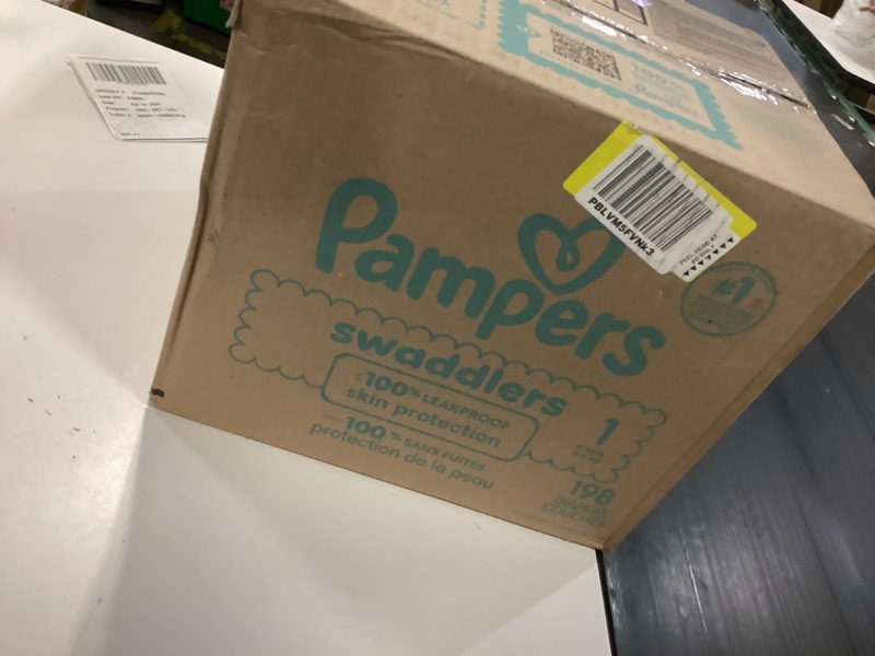 Condition photo showing New/Like New for pampers swaddlers diapers, size 1 (8-14 lbs), 198 count, absorbent, keeps baby dry and comfortable, skin safe disposable baby diaper (packaging may vary) size 1 198