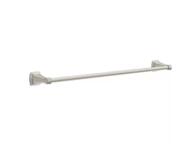 delta flynn 18-in or 24-in adjustable brushed nickel wall-mount single towel bar