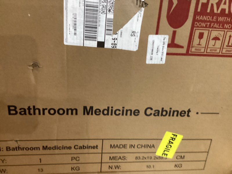 Condition photo showing New/Like New for Medicine Cabinets for Bathroom, Brush Gold Arched Medicine Cabinet Recessed or Surface Wall-Mounted,Modern Bathroom Vanity Mirror with Storage, Mirrored Cabinet with Adjustable Shelves,20x30 Inch Brush Gold 20*30inch