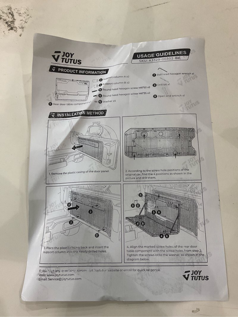 Condition photo showing New/Like New for Joy Tutus rear door table component