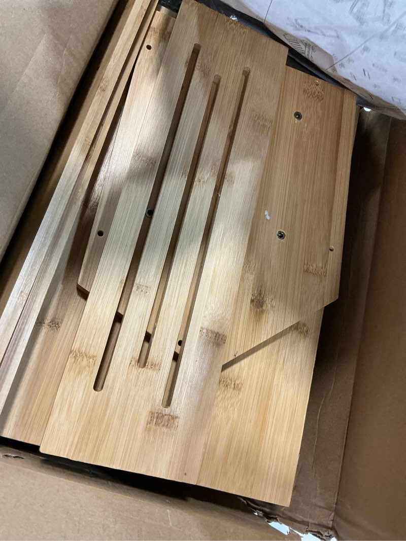 Condition photo showing Good Condition for sawysine 2 tier bamboo bread box fruit basket for kitchen countertop large capacity farmhouse bread box with window fruit stand holder vegetable container storage bin pantry shelf for snack veggies