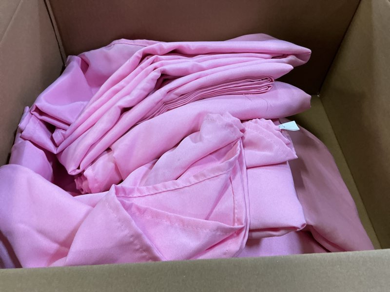 Condition photo showing As Is for BRILLMAX 6 Pack Pink Tablecloths for 6 Foot Rectangle Tables 90 x 132 Inch - 6ft Rectangular Bulk Linen Polyester Fabric Washable Cloth Cover for Wedding Reception Banquet Birthday Party