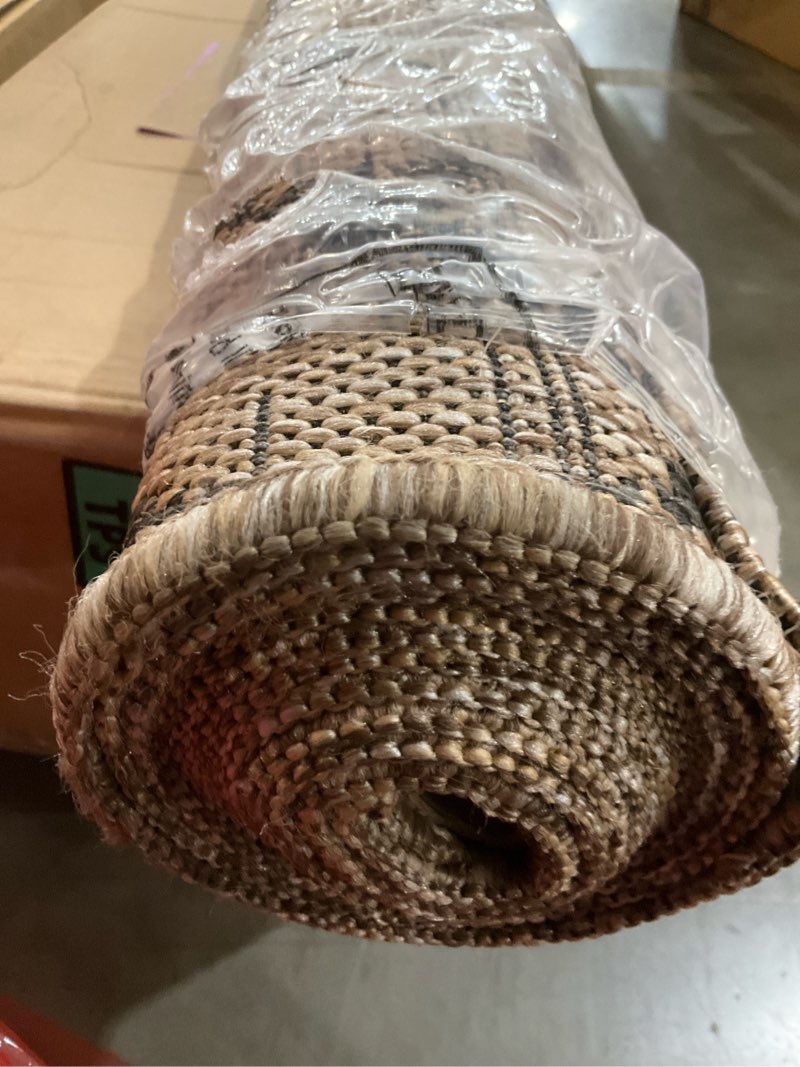 Condition photo showing As Is for jonathan y moroccan geometric indoor outdoor area rug 8x10 natural/black, ourika textured weave for backyard, patio, porch, easy-cleaning, high traffic, pet-friendly, non-shedding (smb108d-8) natural/black 7'9" x 10' (rectangular)