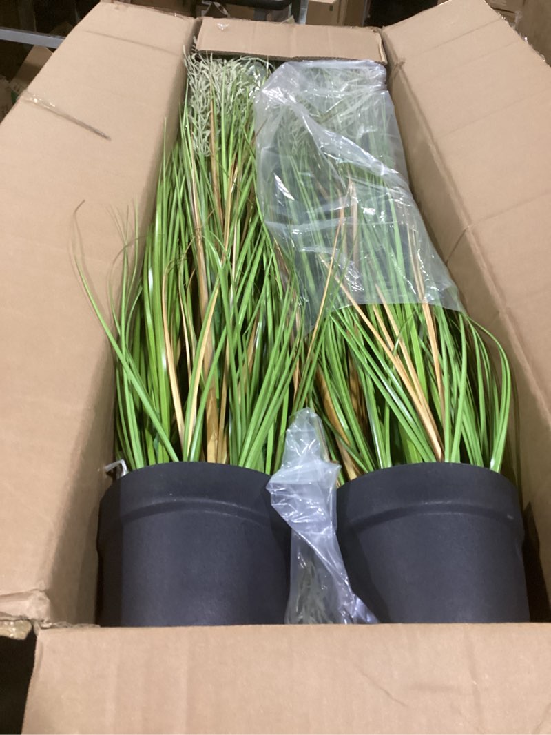 Condition photo showing Good Condition for jexine 4 pcs 4 ft tall artificial grass plant potted artificial greenery floor plants faux pampas grass tall in pot for housewarming gift house garden bathroom lobby outdoor decoration 4 4 ft