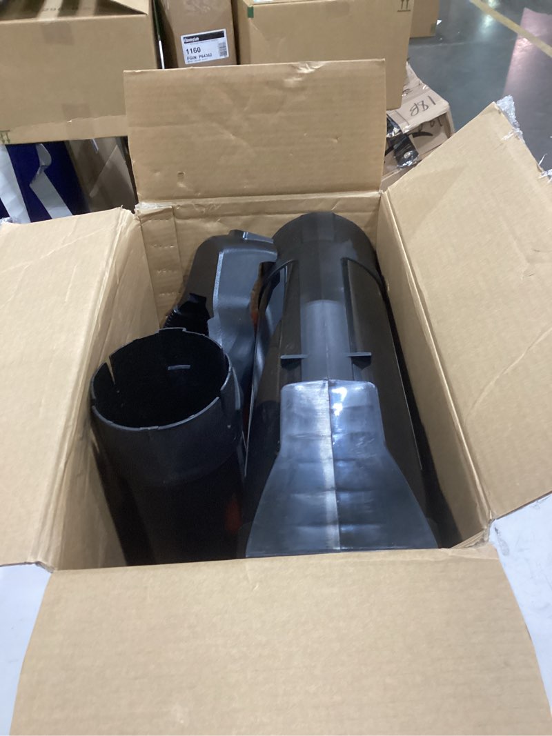Condition photo showing As Is for black+decker corded leaf blower leaf vacuum and leaf mulcher 3-in-1, up to 230 mph, 12 amp handheld blower and vacuum combo (bv3600)