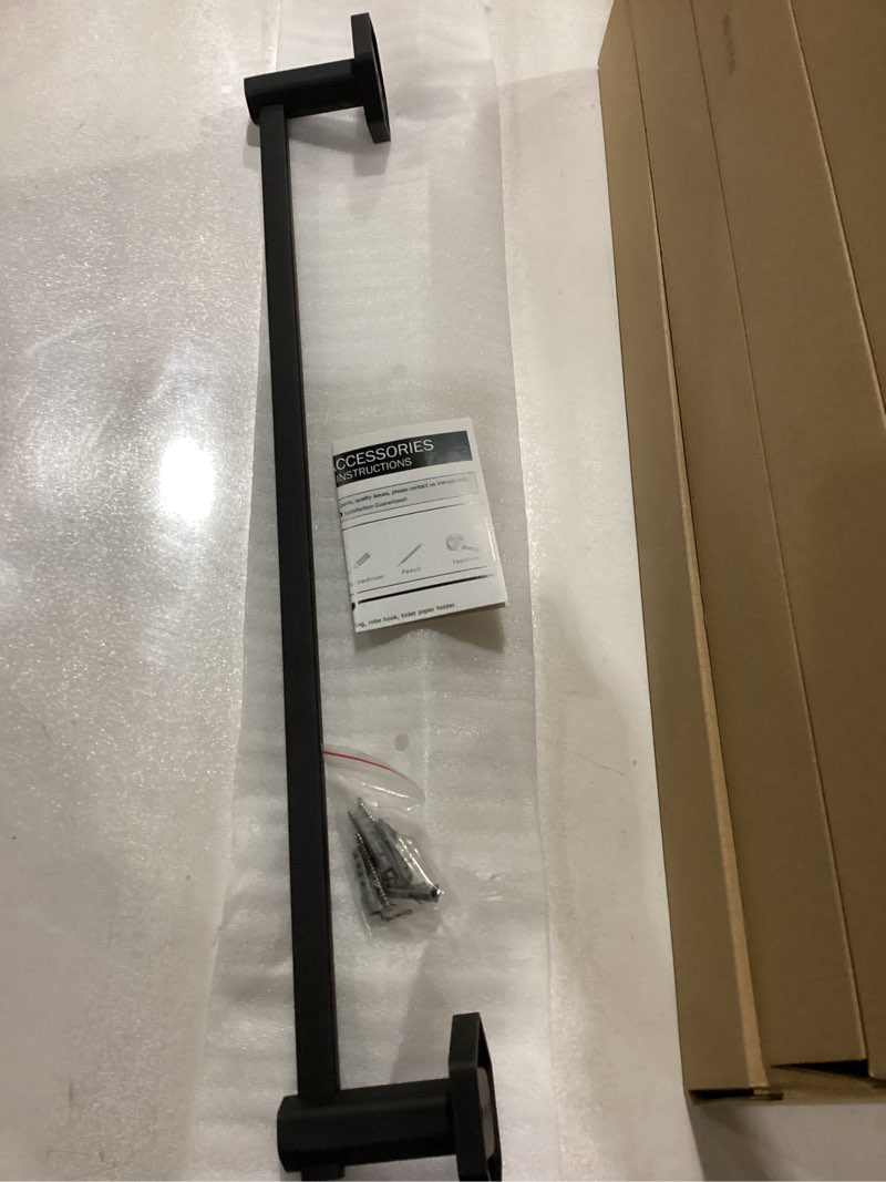 MIYILI 23.62-Inch Single Towel Bar, Wall Mounted Bathroom Kitchen Towel Holder, Modern Hexagonal Base Stainless Steel Towel Rack, Matte Black