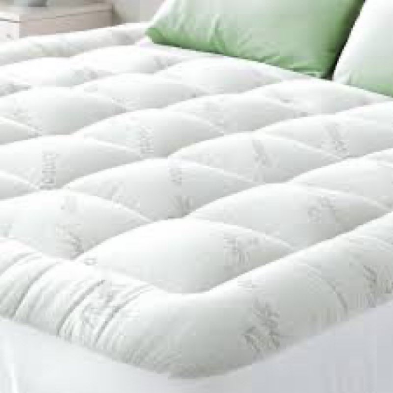 Ultra Soft Queen Size Mattress Topper - Viscose Made from Bamboo Pillow Top Mattress Pad for Back Pa