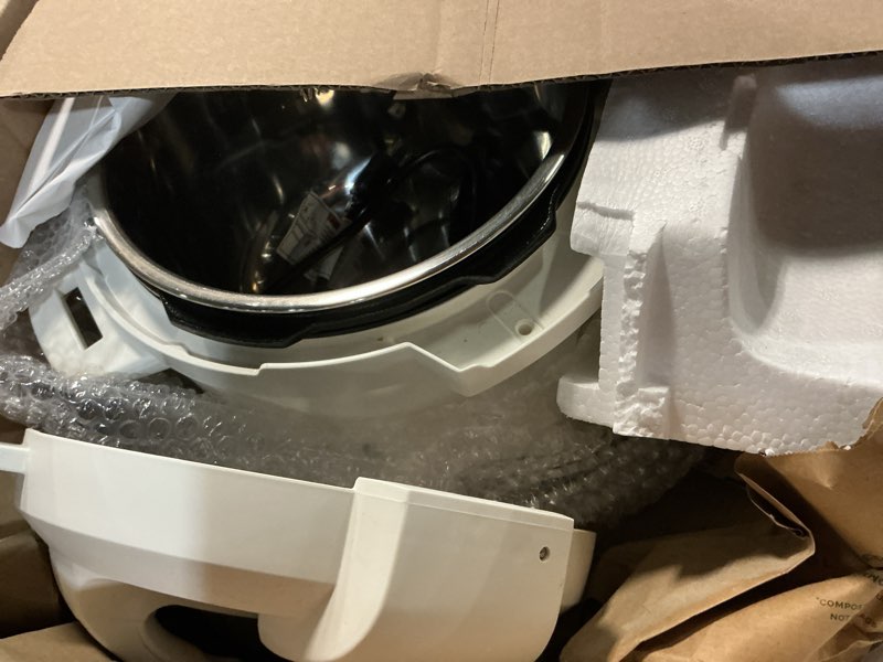 Condition photo showing As Is for instant pot 6qt rio 7-in-1 multi-cooker, pressure cooker, slow cook, sauté, steam, rice maker, yogurt, & warmer, sea salt, 6 quarts sea salt 6 quarts
