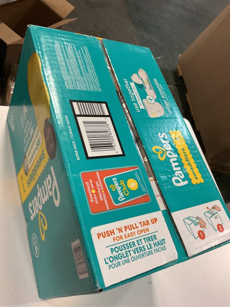Condition photo showing New/Like New for pampers swaddlers diapers, size 6 (23-44 lbs), 108 count, absorbent, keeps baby dry and comfortable, skin safe disposable baby diaper (packaging may vary) size 6 108