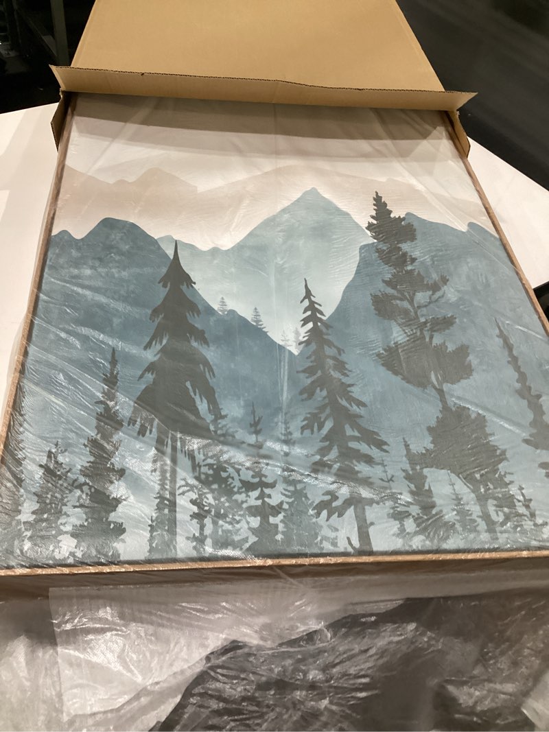 Condition photo showing Good Condition for CHDITB Large Mountain Wall Art Set of 3, 24"x36" Framed Forest Woodland Wall Decor, Pine Tree Landscape Wall Painting, Nature Scenery Canvas Art Prints for Living Room, Bedroom, Office, Dining Room Green Mountain 24"x36"