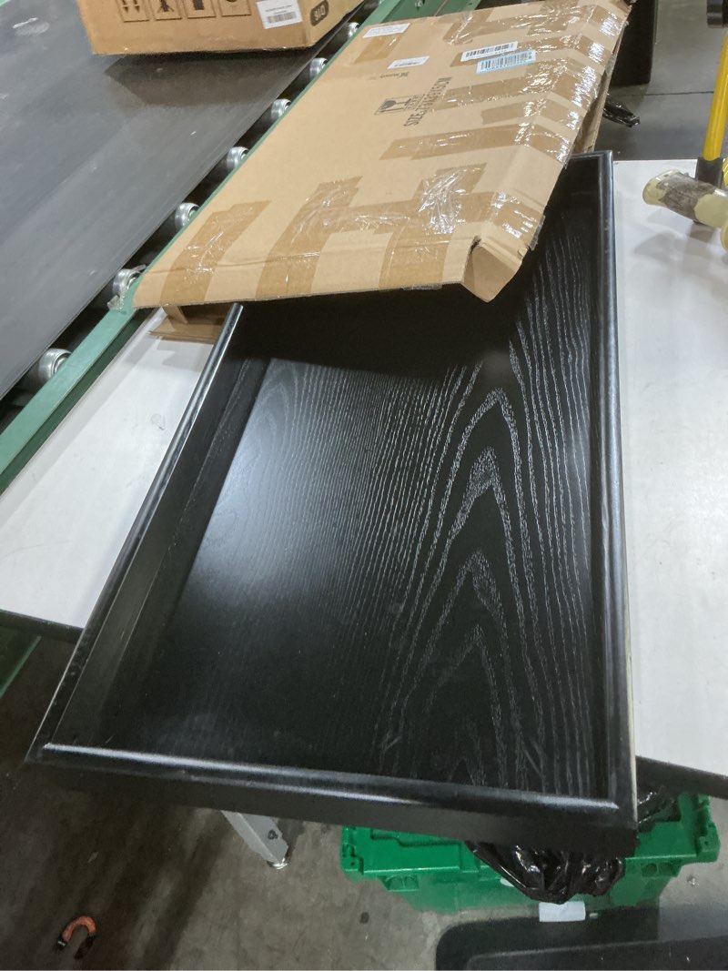 Condition photo showing Good Condition for mumufy 28 x 15 inch rectangle walnut wood ottoman tray natural handmade decorative serving for tea coffee classic wooden walnut living room cafe (black) black 28" x 15" x 2"