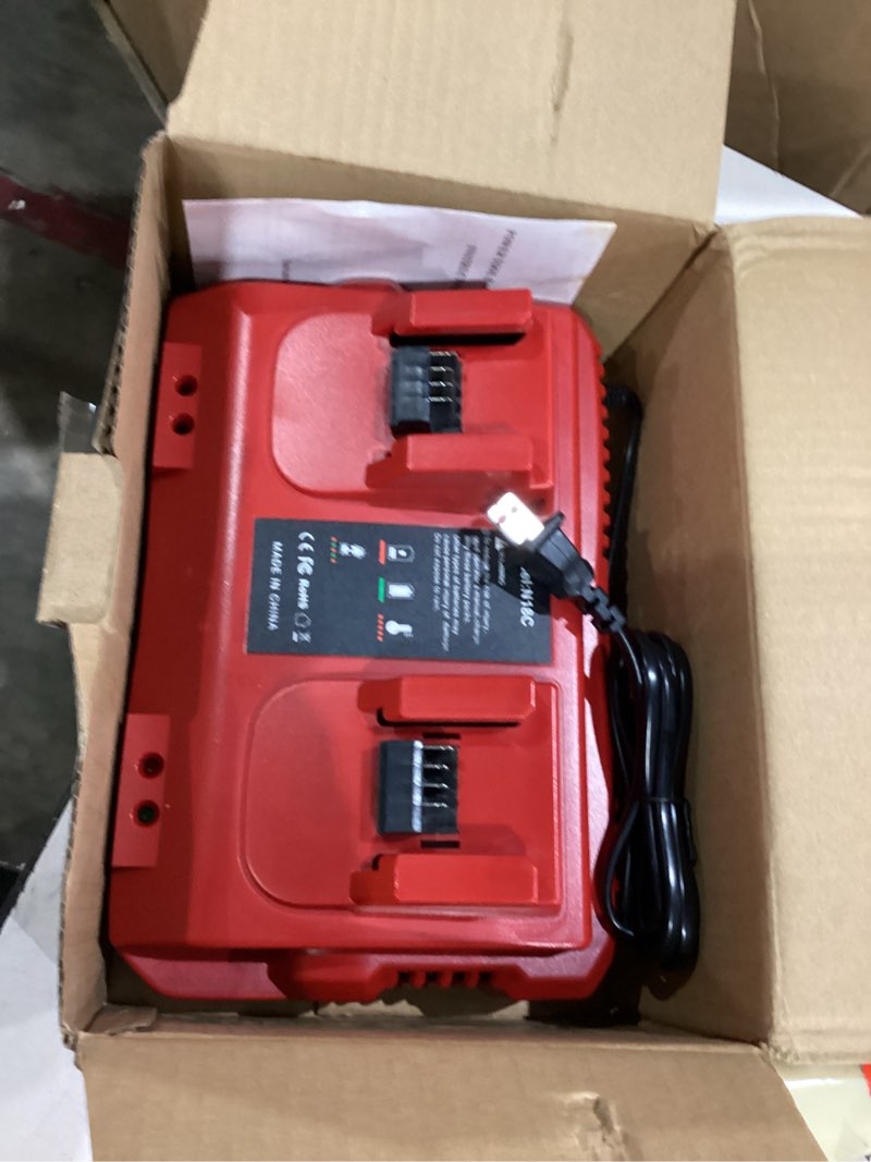 Condition photo showing Good Condition for lenoya 18v rapid charger replacement for milwaukee m18 battery charger station 2ports 48-59-1802 48-59-1812 compatible with m-18 48-11-1850 48-11-1840 48-11-30 48-11-20 red