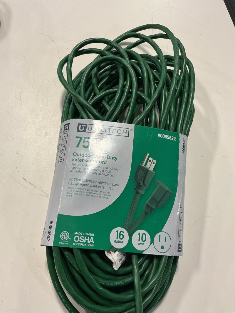 Condition photo showing Good Condition for utilitech 75-ft 16 / 3 light duty 3 prong green outdoor extension power cord