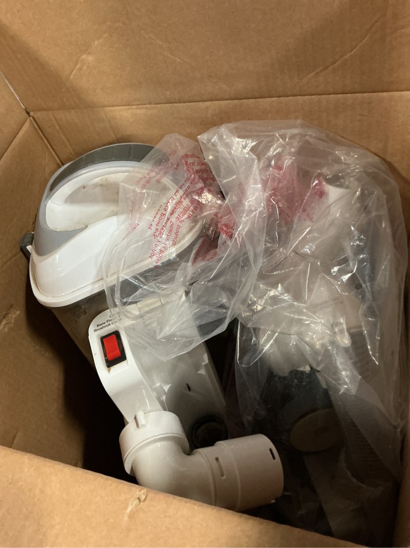 Condition photo showing As Is for shark upright vacuum, navigator lift-away deluxe with large dust cup capacity, hepa filter, swivel steering, upholstery tool & crevice tool, blue, nv360