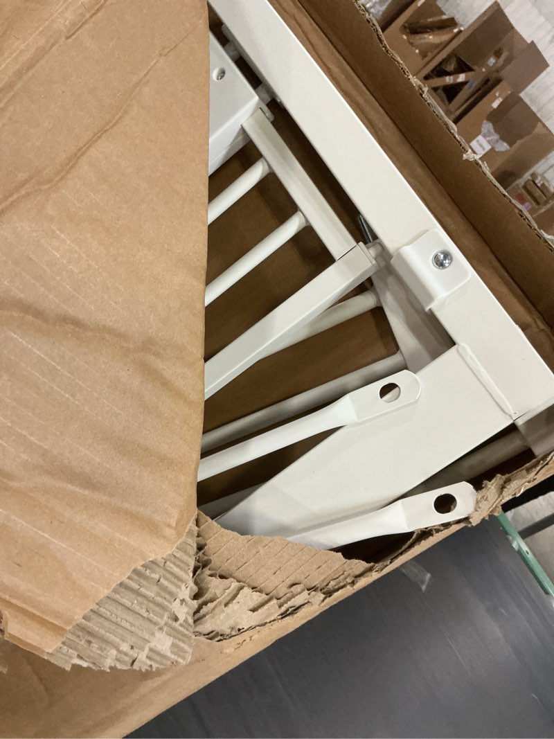 Condition photo showing Good Condition for no pawblems 55" extra tall pet gate with cat door, 29"-43" dog gate indoor | no drilling pressure mounted for doorways/hallways, 1.37" bar spacing keeps pets separated, one-handed operation, white white - p 55" tall, 29-43" wide