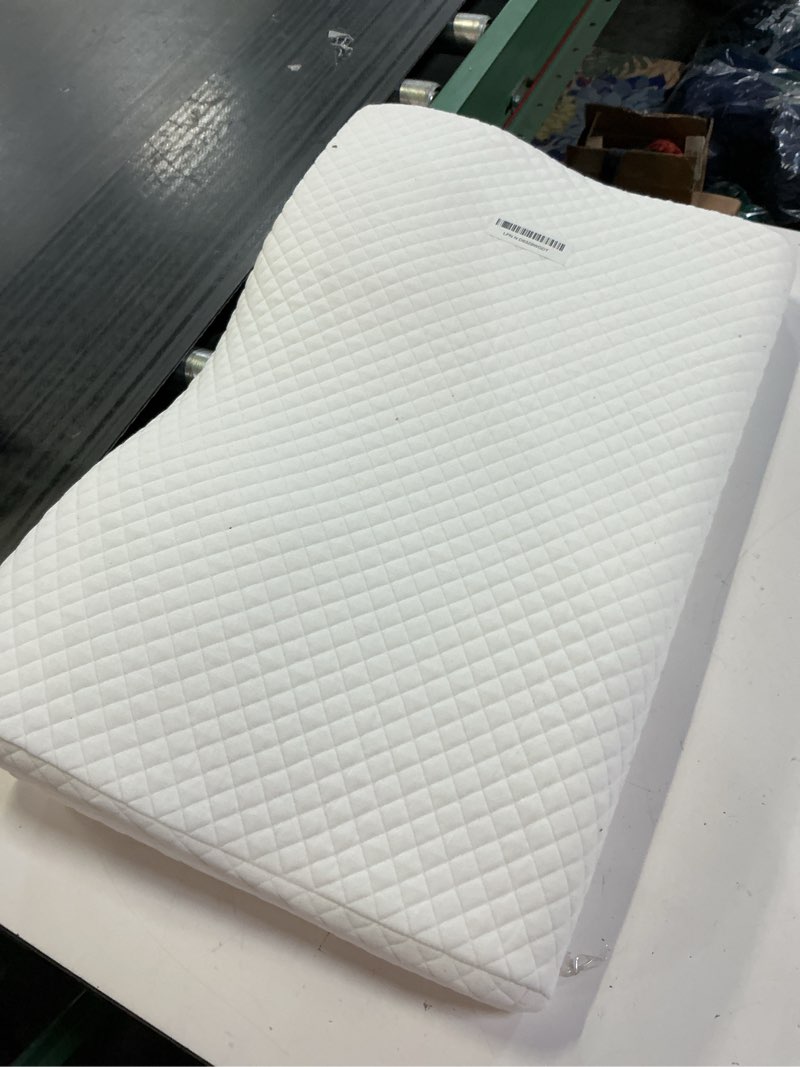 Condition photo showing As Is for epabo contour memory foam pillow orthopedic sleeping pillows, ergonomic cervical pillow for neck pain - for side sleepers, back and stomach sleepers, free pillowcase included (firm & queen) white queen(24*15*4.8 inches)