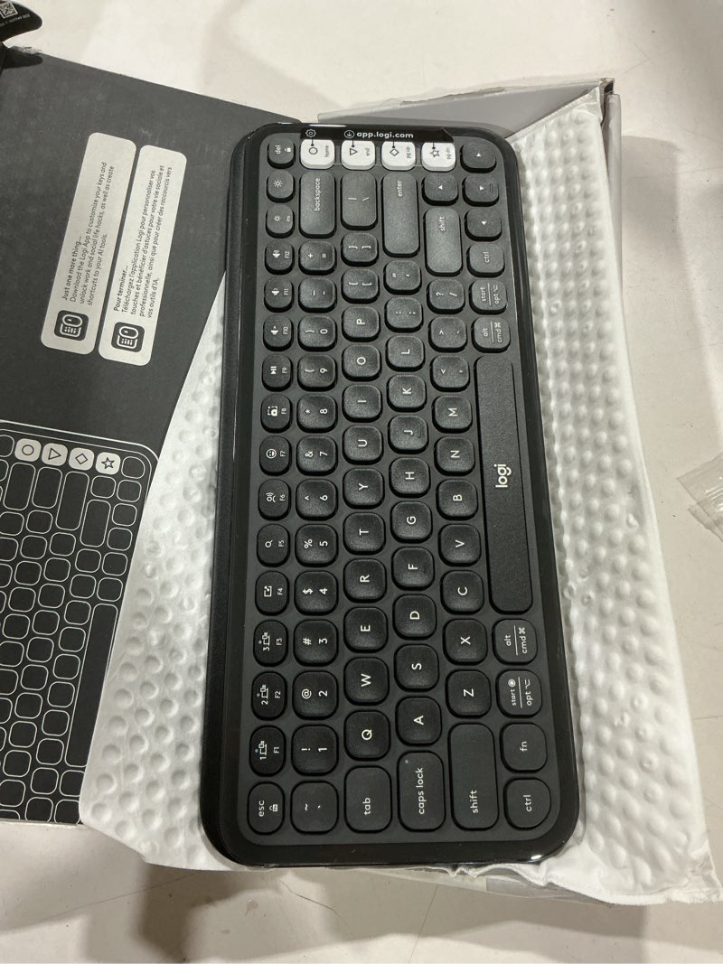 Condition photo showing Good Condition for logitech pop icon keys wireless bluetooth keyboard, comfortable typing, programmable keys, easy-switch between up to 3 devices, for laptop, tablet, pc – graphite and white keyboard graphite white