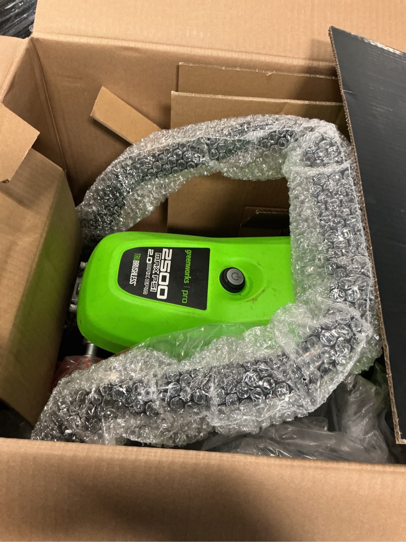 Condition photo showing As Is for greenworks pro 3000-psi 2.3-gpm cold water electric pressure washer
