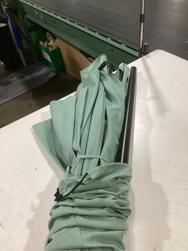 Condition photo showing Good Condition for style selections 7.5-ft steel sage green market patio umbrella