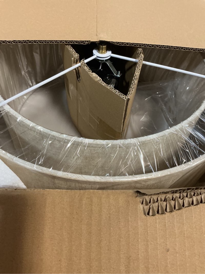 Condition photo showing New/Like New for 18" semi flush mount ceiling light with fabric lampshade modern drum ceiling lamp gold ceiling light fixture for dining room kitchen bedroom living room fabric-gold