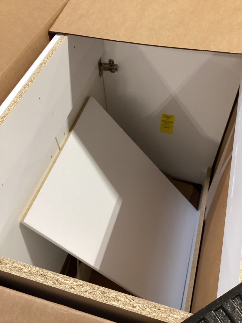 Condition photo showing As Is for Shop Project Source Dover White 30-in Vanity and Faucet Bundle at