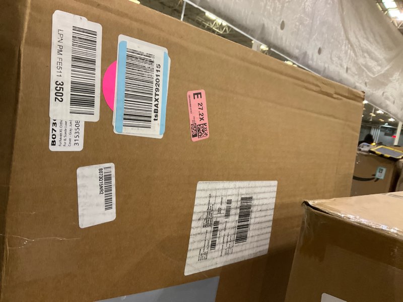 Condition photo showing As Is for Furhaven Orthopedic Dog Bed for Large Dogs w/ Removable Washable Cover, For Dogs Up to 75 lbs - Ultra Plush Faux Fur & Suede Luxe Lounger Contour Mattress - Gray, Jumbo/XL 45.0"L x 30.0"W x 6.0"Th Gray