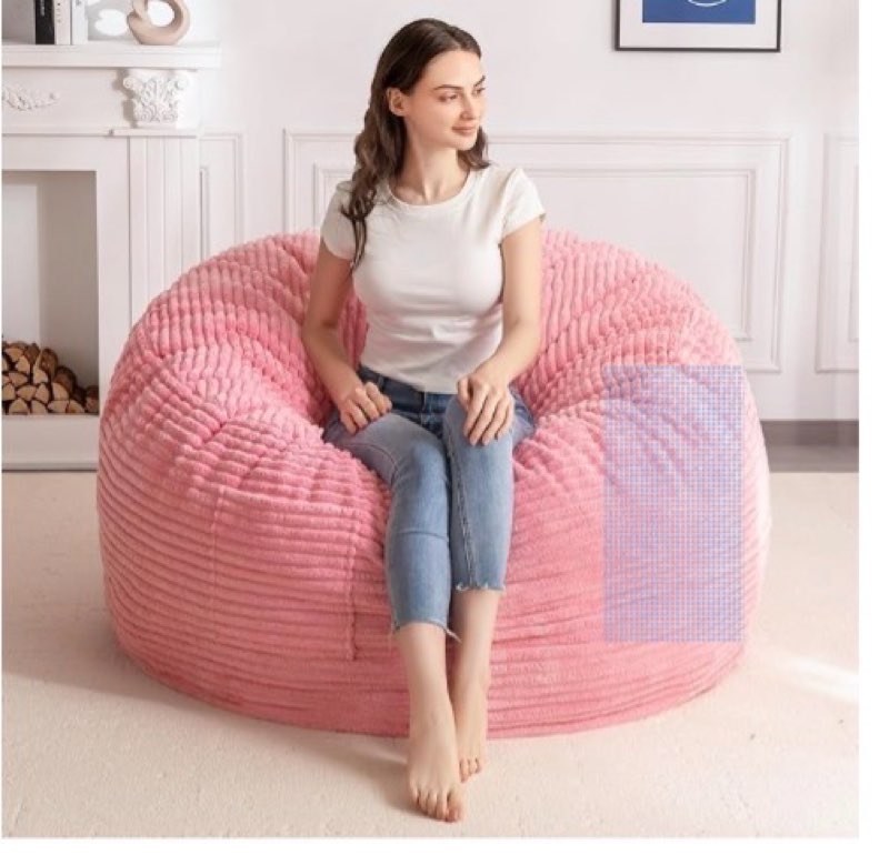 MAXYOYO Bean Bag Chair for Adults, Large 4 ft Bean Bag Chair with Foam Filling, Ultra Soft Fur Lazy Sofa for Living Room, Bedroom, Machine Washable Cover