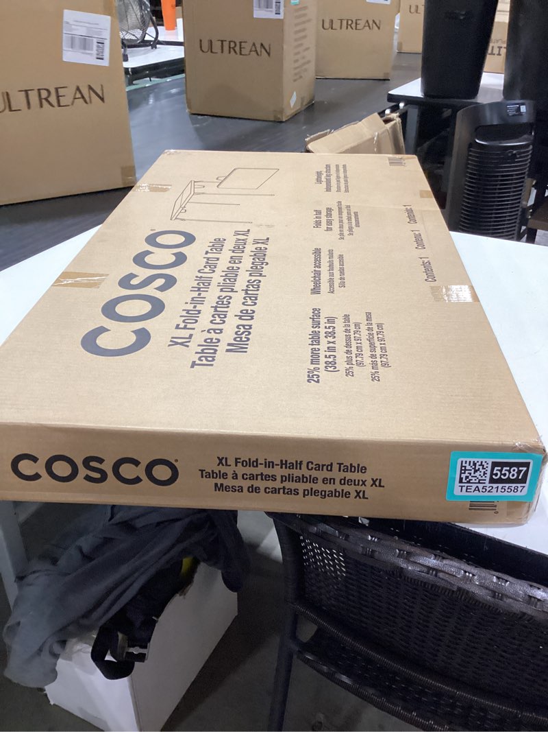 Condition photo showing New/Like New for coscoproducts cosco xl 38.5" fold-in-half card table w/handle, black, indoor & outdoor, wheelchair accessible