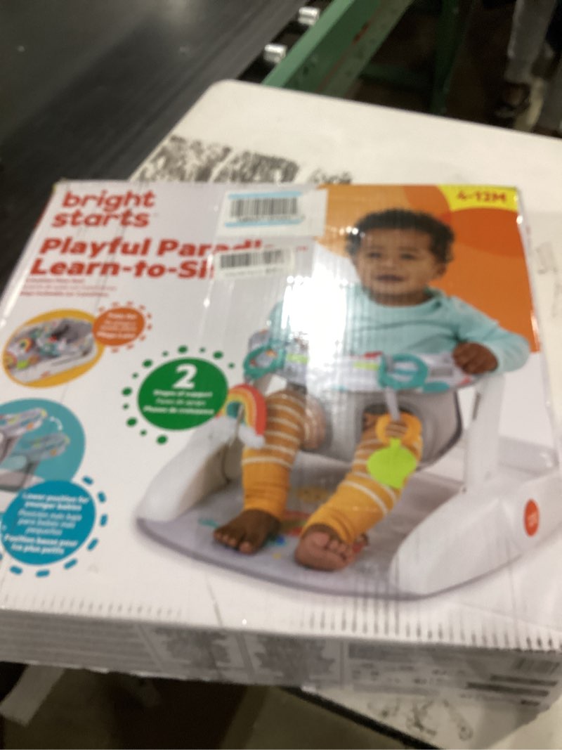 Condition photo showing New/Like New for Bright Starts Learn-to-Sit Baby Floor Seat, 2-Positions Grow with Infant, Portable Baby Chair, Includes Sensory Toys, Unisex, 4-12 Months, Playful Paradise Multicolored