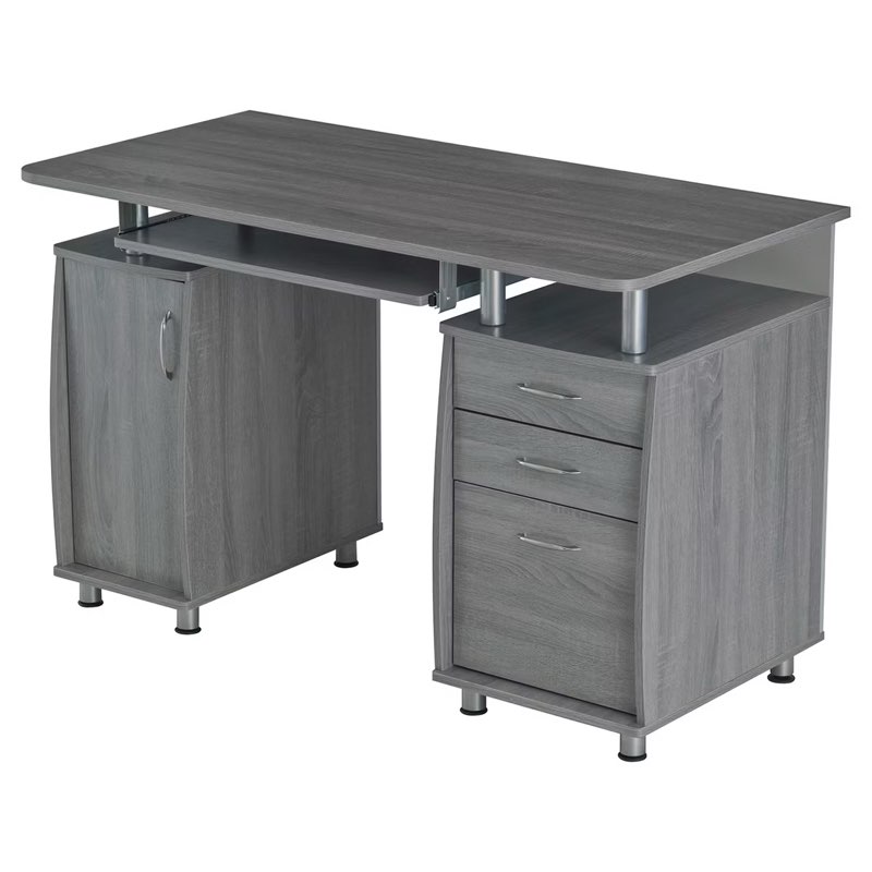 Incomplete box 2 of 2)  Workstation Computer Desk with Storage, Keyboard Tray - Techni Mobili