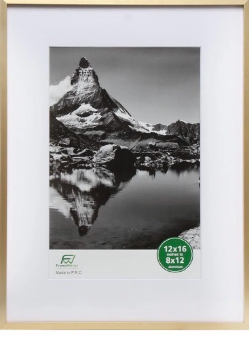 similar to 12\" x 16\" deluxe brass gold aluminum contemporary picture frame, 8\" x 12\" matted