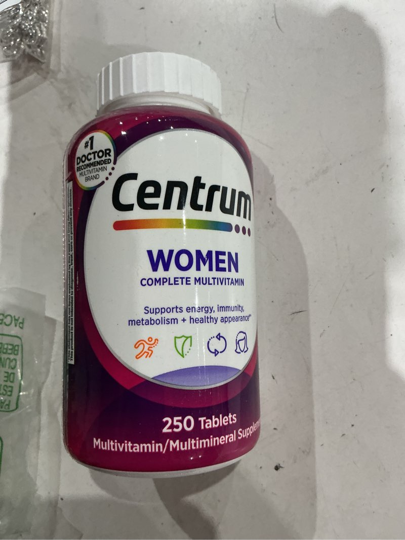 Condition photo showing Good Condition for centrum multivitamin for women, multimineral supplement with iron, vitamin d3, b vitamins and antioxidant vitamins c and e, gluten free, non-gmo ingredients - 250 count nutritional supplement