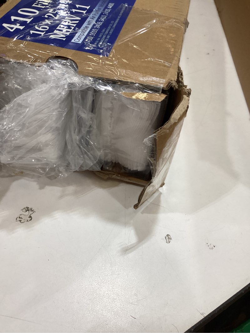 Condition photo showing Good Condition for 2 pack, 410 replacement air filter, nominal size: 16x25x4, actual size: 16.04"x27.91"x3.91" hvac furnace filter, compatible with aprilaire models 1410, 1610, 2410, 2416, 3410, 4400, merv 11 410 [2 pack]