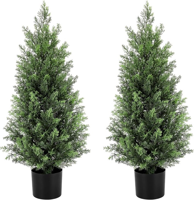 Artificial Cedar Topiary Trees, 6FT Topiary Trees Artificial Outdoor UV Resistant, Realistic Potted 