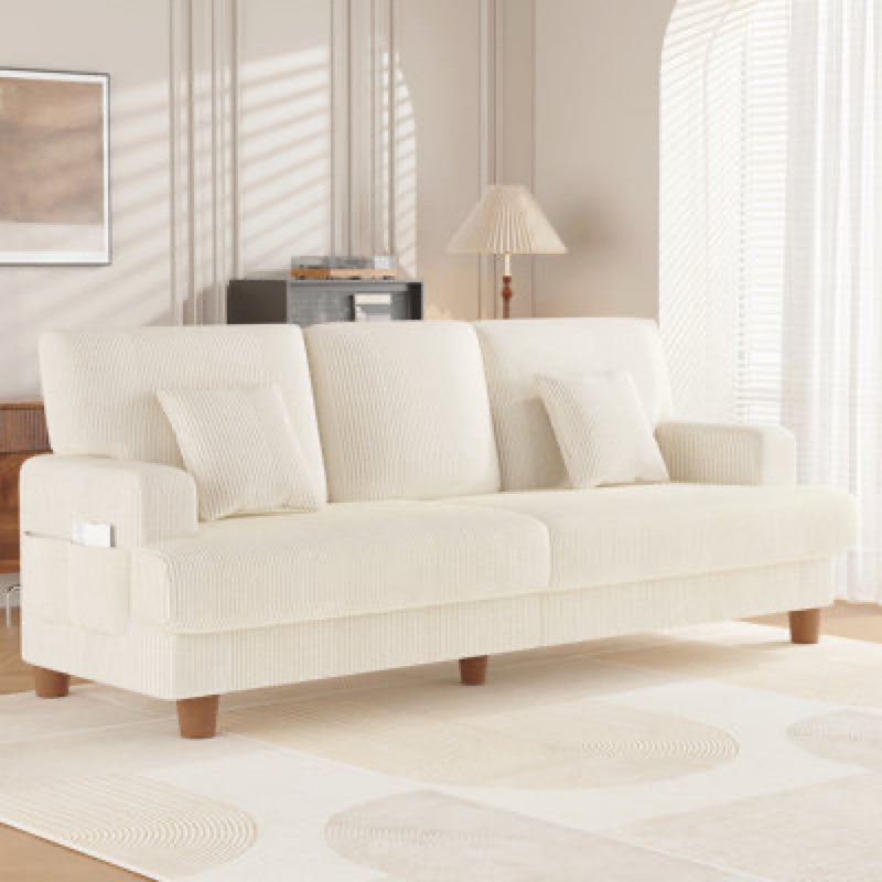 beige 3 seat sofa
