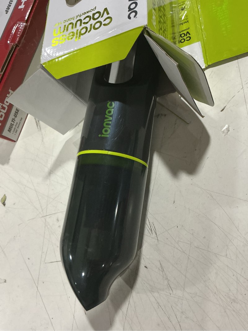 Condition photo showing As Is for ion vac wireless handheld vacuum