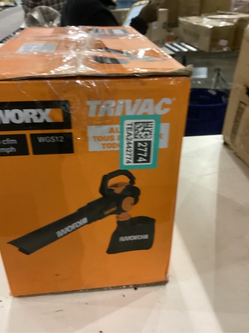 Condition photo showing As Is for WORX 12 Amp Trivac 3-in-1 Electric Leaf Blower/Mulcher/Yard Vacuum - WG512