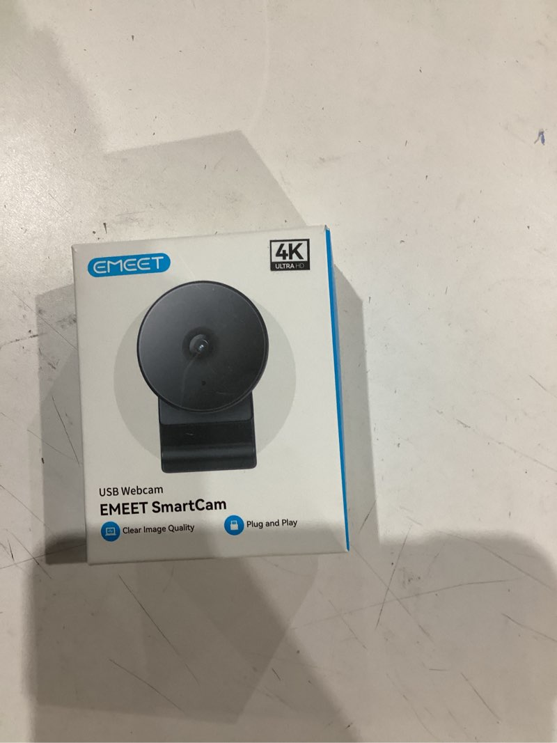 Condition photo showing As Is for emeet c950 4k webcam for pc - pdaf autofocus, usb webcam with microphone & physical privacy cover, 1080p@60fps, usb 2.0 plug&play, no tripod hole, web cam w/ 70°view for meeting/online classes/zoom 4k updated pdaf autofocus