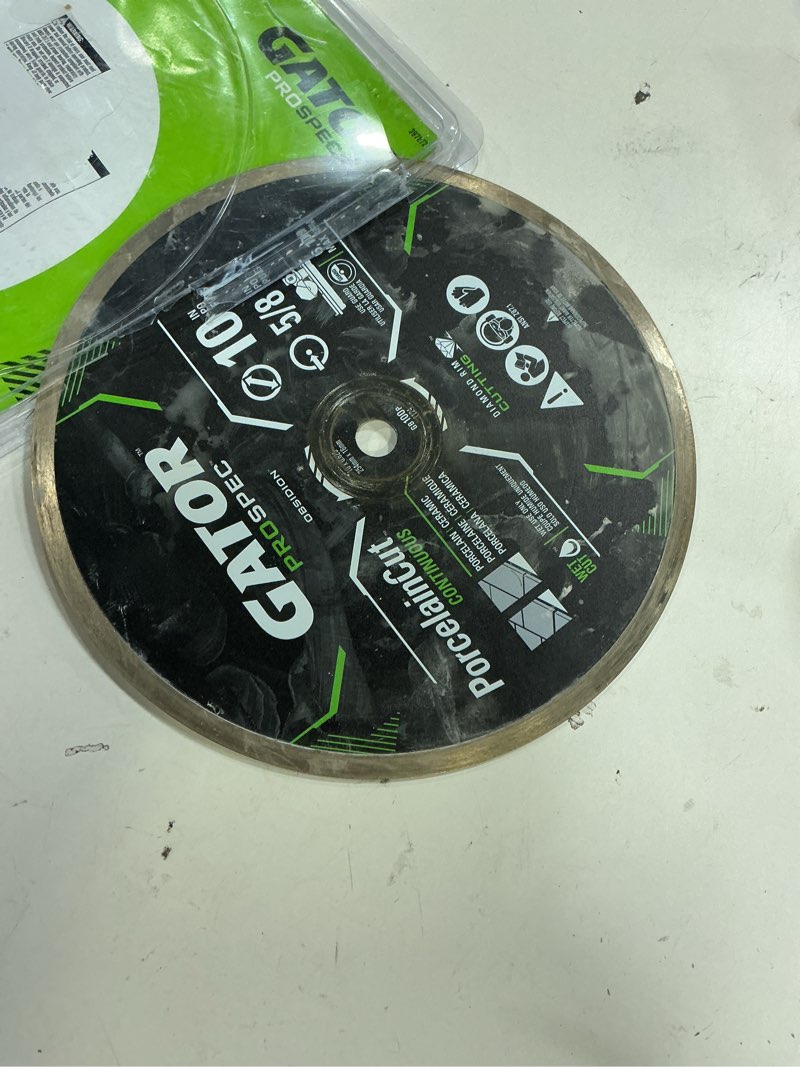 Condition photo showing As Is for gator 10 porcelaincut continuous diamond cutting blade- 397672