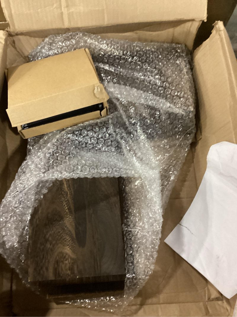 Condition photo showing Good Condition for Corner Floating Shelves Wall Mounted Set of 4, Rustic Wood Storage Display Wall Shelves for Home Decor, Bathroom, Kitchen, Bedroom, Living Room, Office (Brown)