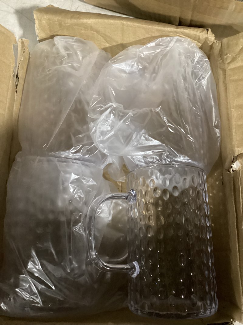 Condition photo showing Good Condition for Coffee Mugs Set of 4, Unbreakable Clear Coffee Mugs with Handle, 16 Ounce Reusable Plastic, Dishwasher Safe