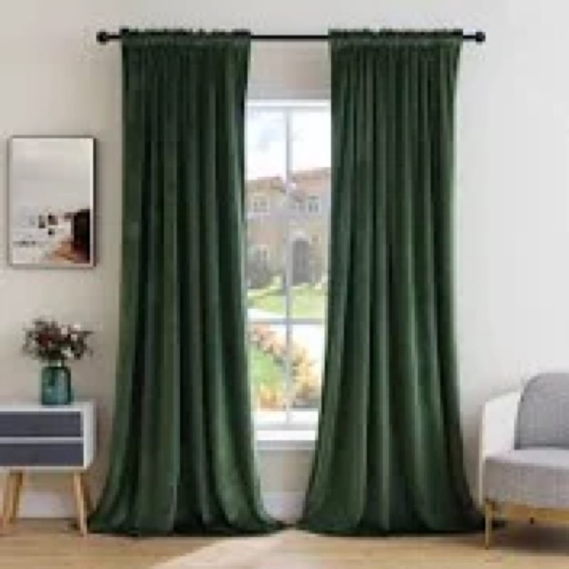 nemia olive green velvet curtains thermal insulated blackout curtain for bedroom window living room 