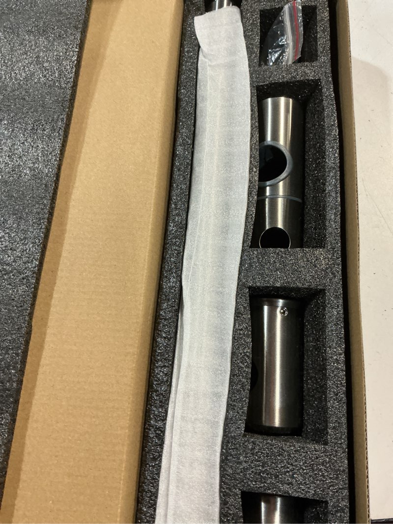 Condition photo showing New/Like New for brushed nickel shower slide bar 32 inch with height/angle adjustable handheld shower head holder, bathroom sus 304 stainless steel wall-mounted for bath