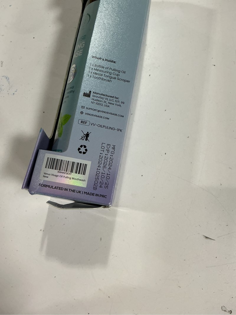 Condition photo showing New/Like New for (exp 2026/10/24)venus visage coconut oil pulling for teeth with tongue scraper, 8 fl oz - peppermint & coconut pulling oil for teeth and gums - alcohol-free oil pulling oral rinse