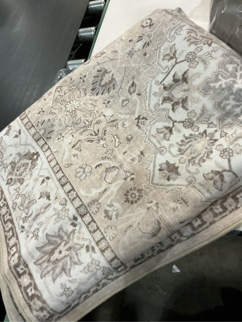 Condition photo showing Good Condition for living room 4x6 area rugs: vintage farmhouse washable non-slip rug for bedroom dining room ultra thin soft carpet for nursery kitchen durable low-pile neutral floor mat for pet owners(4x6 beige) 4' x 6' (rectangular) beige