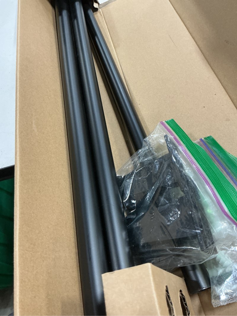 Condition photo showing As Is for origin 21 72-in to 144-in matte black iron single curtain rod with finials